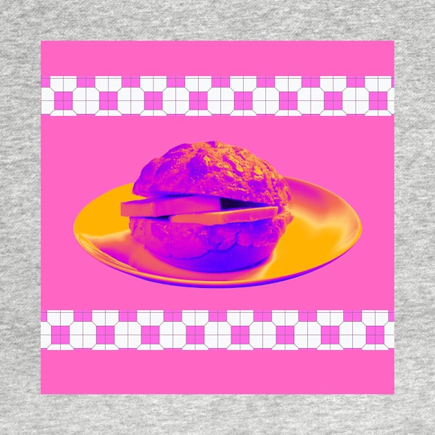 Pineapple Bun - Funky Hong Kong Street Food - Pop Art Neon Purple with Hot Pink by CRAFTY BITCH